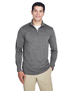 UltraClub Men's Cool & Dry Heathered Performance Quarter-Zip. 8618