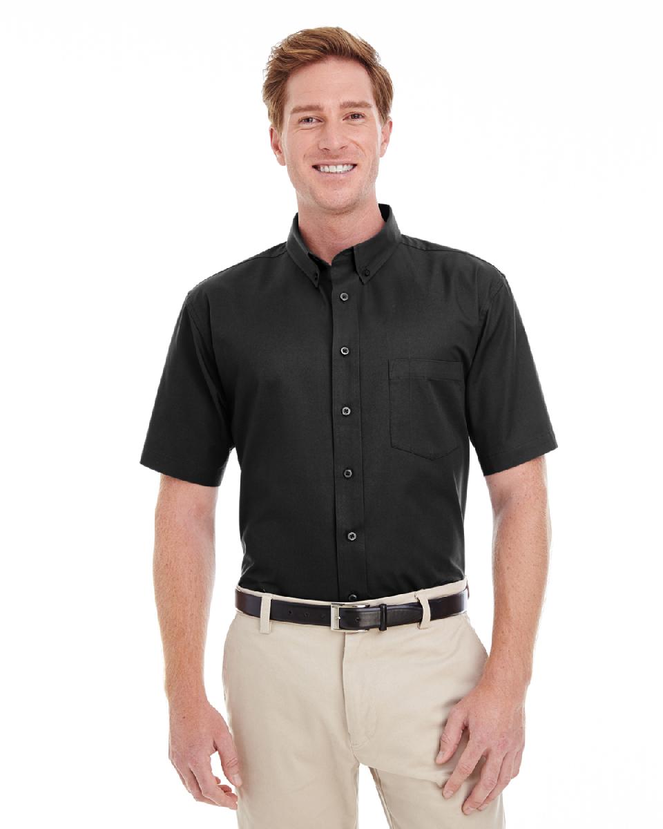 Harriton Men's Foundation 100% Cotton Short-Sleeve Twill Shirt with Teflon. M582
