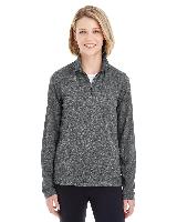 UltraClub Ladies' Cool & Dry Heathered Performance Quarter-Zip. 8618W